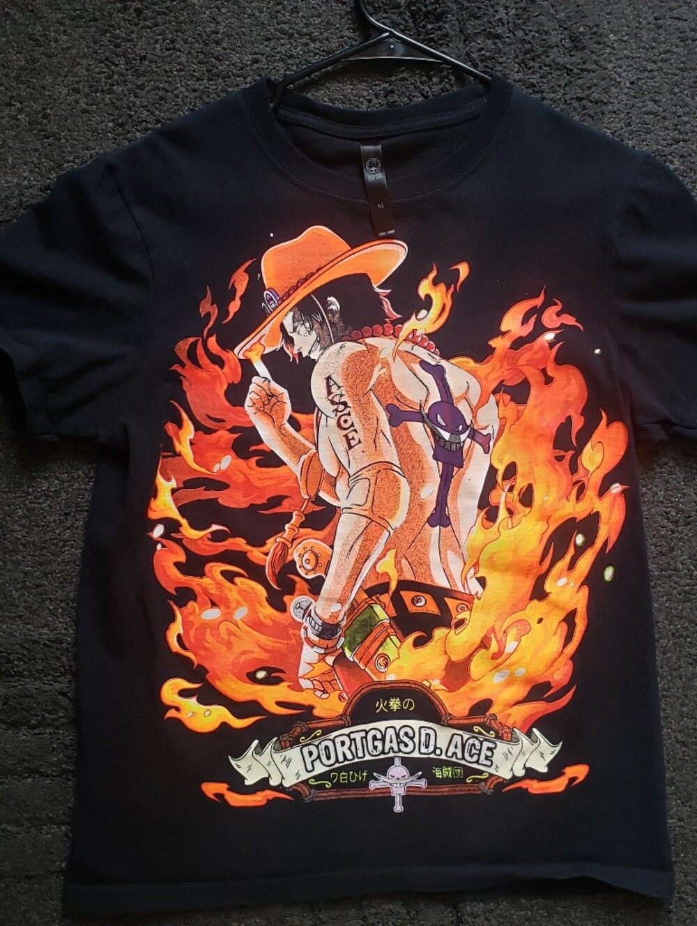 Vintage Inspired Mexican Boot Portgas D. Ace One Piece Black T-Shirt Men's M